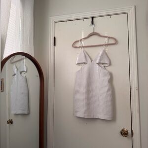 Zara White Midi Dress with cut outs - Size Medium